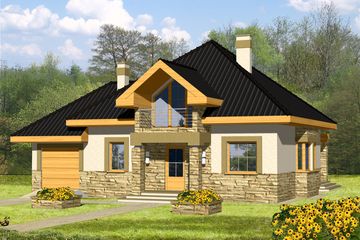  Projekt domu Lara z garażem 1-st. [A1] (WRF1107) - projekt domu parterowego z poddaszem - Zdjęcie 1