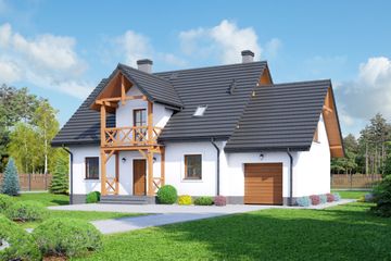  Projekt domu Jaworowo 17 kw (KRP1379) - projekt domu parterowego z poddaszem - Zdjęcie 1