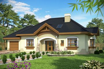 Projekt domu Amelia z garażem 1-st. [A] (WRF1488) - projekt domu parterowego z poddaszem - Zdjęcie 1