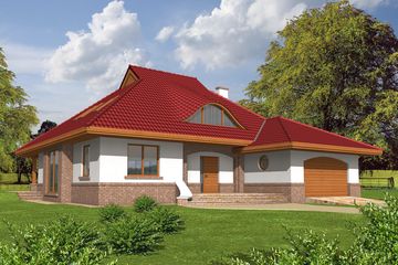  Projekt domu Jacek II G2 (WRC2043) - projekt domu parterowego z poddaszem - Zdjęcie 1