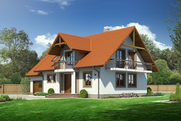  Projekt domu Jaworowo plus (KRP1311) - projekt domu parterowego z poddaszem - Zdjęcie 1