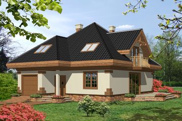  Projekt domu Marek z garażem 1-st. [A] (WRF1113) - projekt domu parterowego z poddaszem - Zdjęcie 1