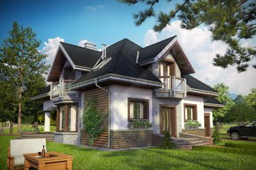  Projekt domu Hektor - murowana – beton komórkowy (KRD2500) - projekt domu parterowego z poddaszem - Zdjęcie 1