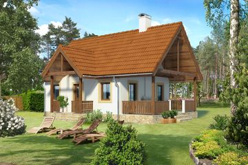  Projekt domu letniskowego Aurora LMW03 (WRB1103) - projekt domu parterowego z poddaszem - Zdjęcie 1