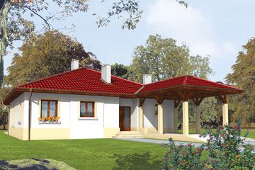  Projekt domu Paulina (z wiatą) (WRC1285) - projekt domu parterowego - Zdjęcie 1