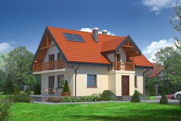  Projekt domu Brzoza średnia 5 (KRP1322) - projekt domu parterowego z poddaszem - Zdjęcie 1