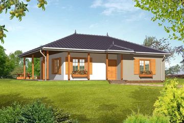  Projekt domu Z tarasami drewniany (WAN1006) - projekt domu parterowego - Zdjęcie 1