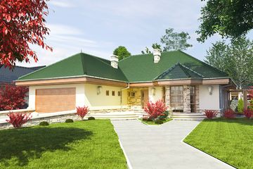  Projekt domu Mewa II z garażem 2-st. [A] (WRF1117) - projekt domu parterowego - Zdjęcie 1