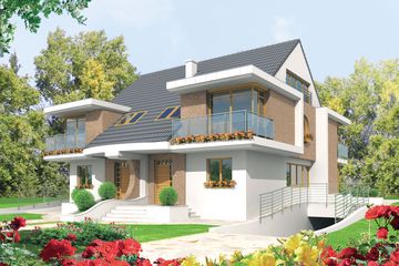  Projekt domu Błażej G2 (bliźniak) (WRC1482) - projekt domu parterowego z poddaszem - Zdjęcie 1