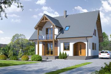  Projekt domu Grabie nowe 3 (KRP1507) - projekt domu parterowego z poddaszem - Zdjęcie 1