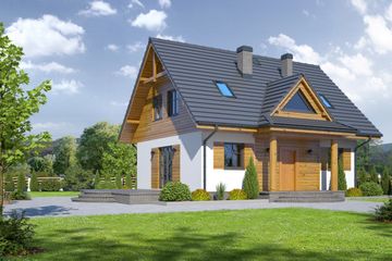  Projekt domu Jurkowo małe (KRP1509) - projekt domu parterowego z poddaszem - Zdjęcie 1