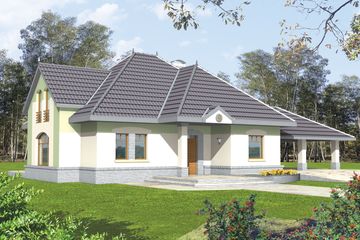  Projekt domu Lena II (z wiatą) (WRC1118) - projekt domu parterowego z poddaszem - Zdjęcie 1