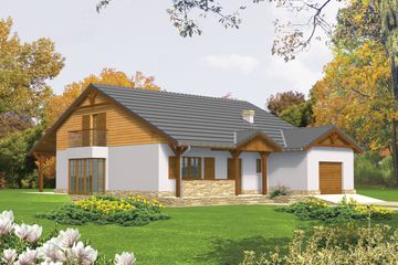 Projekt domu Polarna G1 - parterowy dom o powierzchni 133,75 m², dach dwuspadowy, koszt budowy 328 176 zł - ujęcie frontu