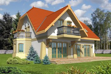  Projekt domu Poziomka II (dwulokalowa) (WRC1296) - projekt domu parterowego z poddaszem - Zdjęcie 1