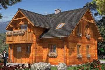  Projekt domu L-73 Dom z bali (BBD1103) - projekt domu parterowego z poddaszem - Zdjęcie 1