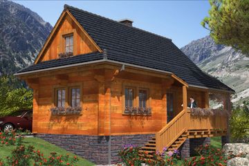  Projekt domu L-74 Dom z bali (BBD1105) - projekt domu parterowego z poddaszem - Zdjęcie 1