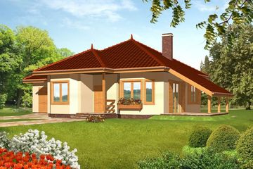  Projekt domu Mały z garażem drewniany (WAN1008) - projekt domu parterowego - Zdjęcie 1