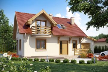  Projekt domu Sikorka z garażem 1-st. [A] (WRF1132) - projekt domu parterowego z poddaszem - Zdjęcie 1