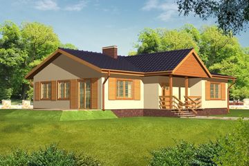  Projekt domu Bożena drewniany (WAN1016) - projekt domu parterowego - Zdjęcie 1