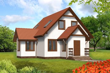  Projekt domu Hania drewniany (WAN1017) - projekt domu parterowego z poddaszem - Zdjęcie 1