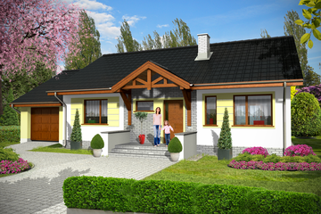  Projekt domu Bastek z garażem 1-st. [A] (WRF1516) - projekt domu parterowego - Zdjęcie 1