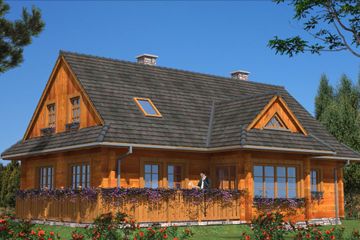  Projekt domu L-79 Dom z bali (BBD1115) - projekt domu parterowego z poddaszem - Zdjęcie 1