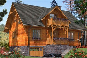  Projekt domu L-85 Dom z bali (BBD1126) - projekt domu parterowego z poddaszem - Zdjęcie 1