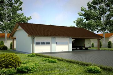  Projekt garażu G94 - Budynek garażowy z wiatą (PRA1108) - projekt garażu parterowego - Zdjęcie 1