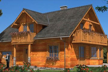  Projekt domu L-90 Dom z bali (BBD1134) - projekt domu parterowego z poddaszem - Zdjęcie 1