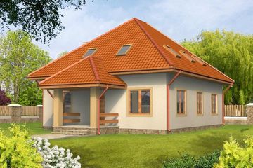  Projekt domu Ula drewniany (WAN1028) - projekt domu parterowego z poddaszem - Zdjęcie 1