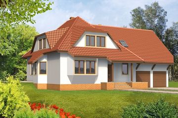  Projekt domu Patrycja drewniany (WAN1029) - projekt domu parterowego z poddaszem - Zdjęcie 1