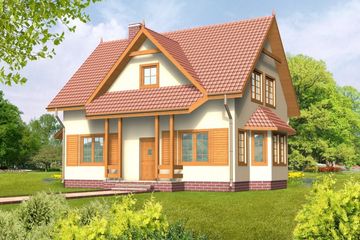  Projekt domu Zuzanna drewniany (WAN1031) - projekt domu parterowego z poddaszem - Zdjęcie 1