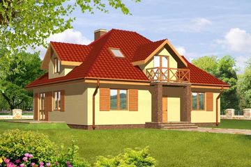  Projekt domu Irena drewniany (WAN1032) - projekt domu parterowego z poddaszem - Zdjęcie 1