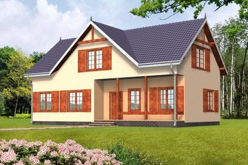  Projekt domu Katarzyna drewniany (WAN1033) - projekt domu parterowego z poddaszem - Zdjęcie 1