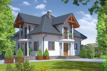  Projekt domu Borków mały 19 (KRP1449) - projekt domu parterowego z poddaszem - Zdjęcie 1