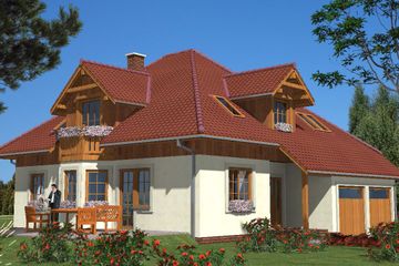  Projekt domu A-107 Dom szkieletowy (BBD1155) - projekt domu parterowego z poddaszem - Zdjęcie 1