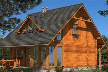 Projekt domu A-101 Dom karska - z bali - parterowy z poddaszem dom o powierzchni 101,30 m², dach dwuspadowy - ujęcie 5