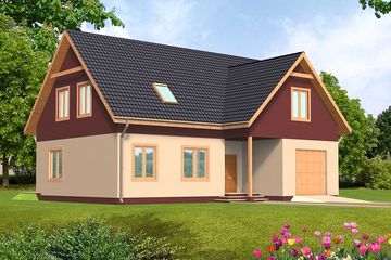  Projekt domu Anastazja drewniany (WAN1034) - projekt domu parterowego z poddaszem - Zdjęcie 1