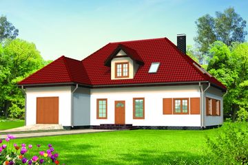  Projekt domu Aneta drewniany (WAN1037) - projekt domu parterowego z poddaszem - Zdjęcie 1