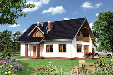  Projekt domu Orion-2 - murowana – ceramika (KRD2418) - projekt domu parterowego z poddaszem - Zdjęcie 1