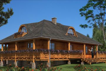  Projekt domu A-111 Dom z bali (BBD1175) - projekt domu parterowego z poddaszem - Zdjęcie 1