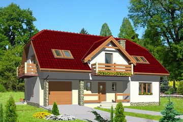  Projekt domu HG-C4 (KRM1001) - projekt domu parterowego z poddaszem - Zdjęcie 1