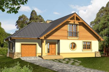  Projekt domu Babilon z garażem 1 stanowiskowym (WRN1129) - projekt domu parterowego z poddaszem - Zdjęcie 1