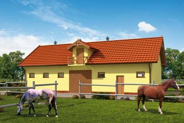  Projekt stajni S41 Stajnia dla koni - 4 boksy (SLN1468) - projekt stajni parterowego - Zdjęcie 1