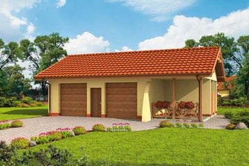  Projekt garażu G251 garaż dwustanowiskowy z werandą (SLN1482) - projekt garażu parterowego - Zdjęcie 1