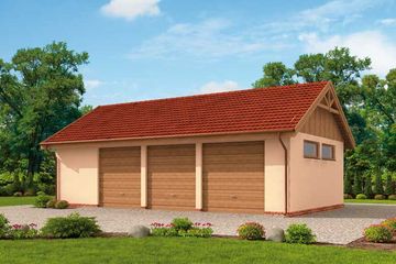  Projekt garażu G261 garaż trzystanowiskowy (SLN1495) - projekt garażu parterowego - Zdjęcie 1