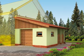  Projekt garażu GP11 garaż dostawiany jednostanowiskowy (SLN1499) - projekt garażu parterowego - Zdjęcie 1