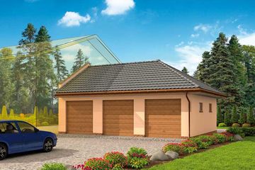  Projekt garażu GP13 garaż dostawiany trzystanowiskowy (SLN1502) - projekt garażu parterowego - Zdjęcie 1