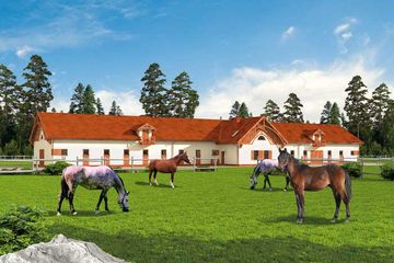  Projekt stajni S40 Stajnia dla koni - 26 boksów (SLN1512) - projekt stajni parterowego z poddaszem - Zdjęcie 1