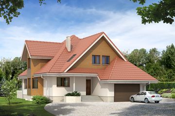  Projekt domu Sasanka dr-ST (BSA1143) - projekt domu parterowego z poddaszem - Zdjęcie 1